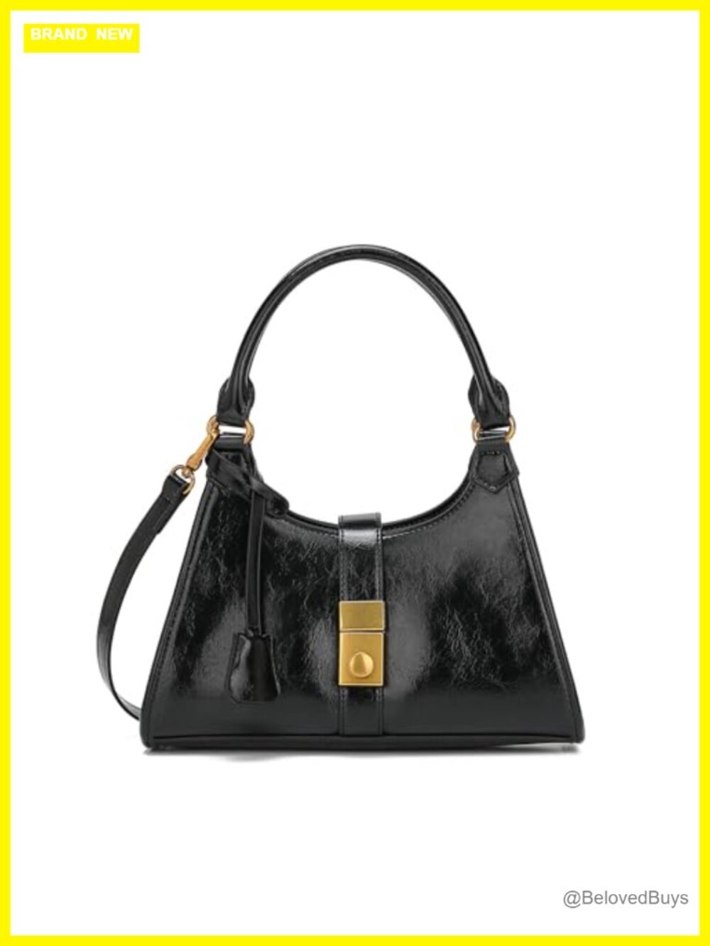 Vintage Vegan Leather Hobo Bag Y2K Shoulder Purse Push Lock